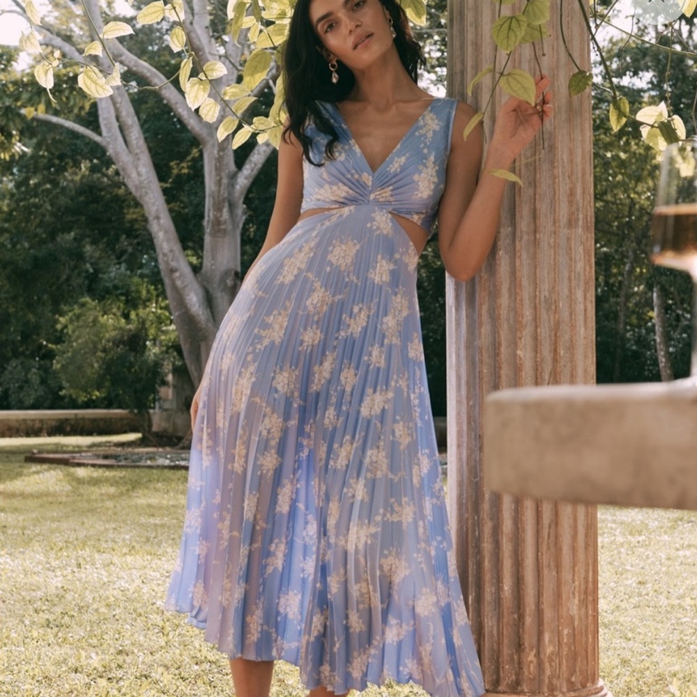 Abercrombie & Fitch Giselle Pleated Cutout Maxi Dress Size XXLT